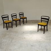 Lot de 4 chaises Thonet art déco 1930 , bouclette Jaune moutarde