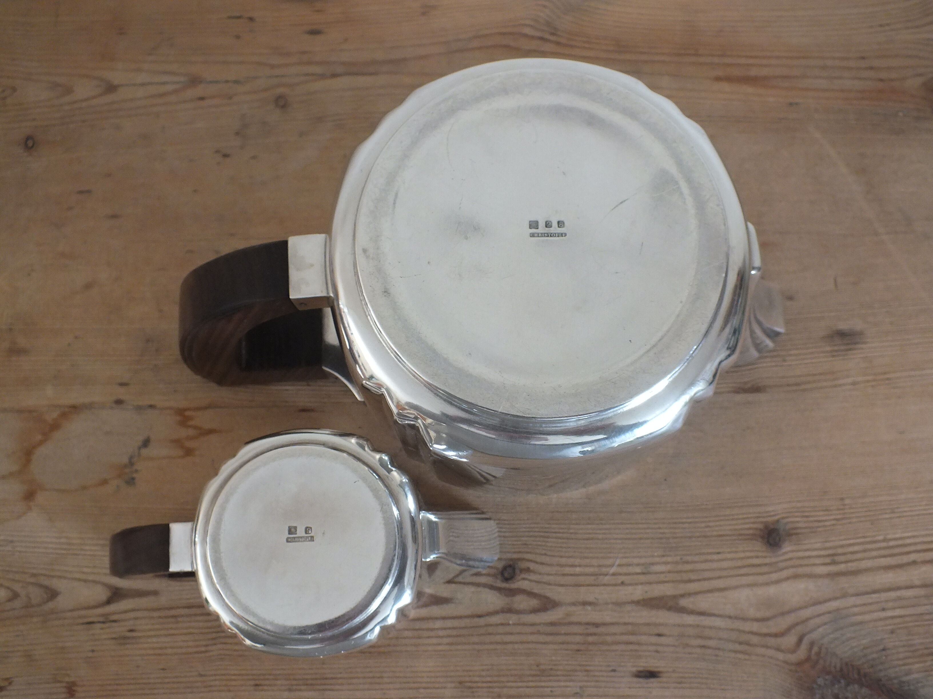 Pourer + milk jar Christofle Art Deco Pleated panels by Luc Lanel