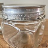 Set of 2 antique jars with aluminum lids