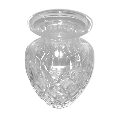 Vase balustre en cristal de bohème - décor richement taillé et gravé de trèfles
