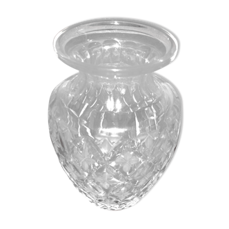 Bohemian crystal baluster vase - richly carved decoration engraved with clover