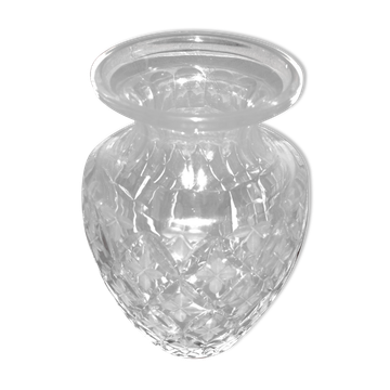 Vase balustre en cristal de bohème - décor richement taillé et gravé de trèfles