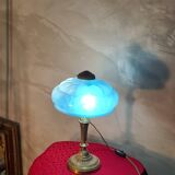 Bronze and blue opaline lamp 42x24