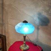 Bronze and blue opaline lamp 42x24