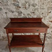 Console en acajou antique avec tiroir et étagère, table de service française, vers 1900