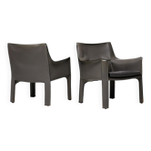 Paire de fauteuils Cassina Cab 414 de Mario Bellini