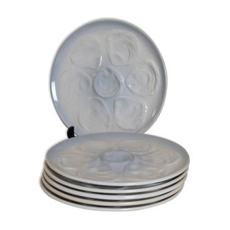 6 earthenware oyster plates