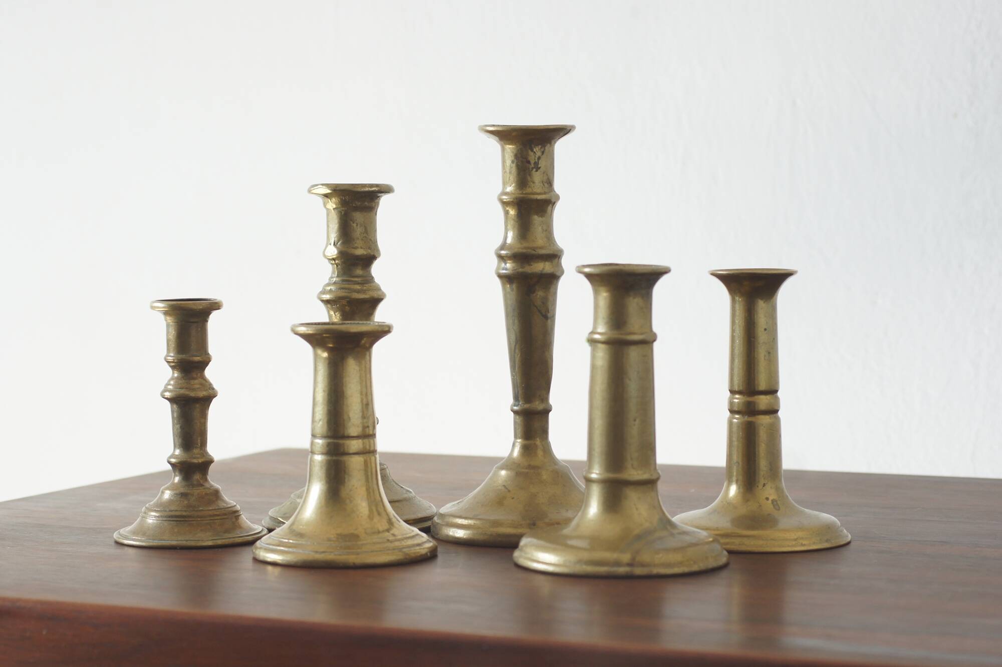 Vintage Brass Candlesticks, 1960s, Set of 6
