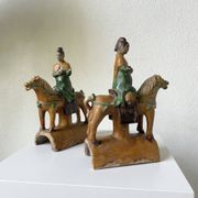 Tuile faitière équestre terre cuite époque Ming
