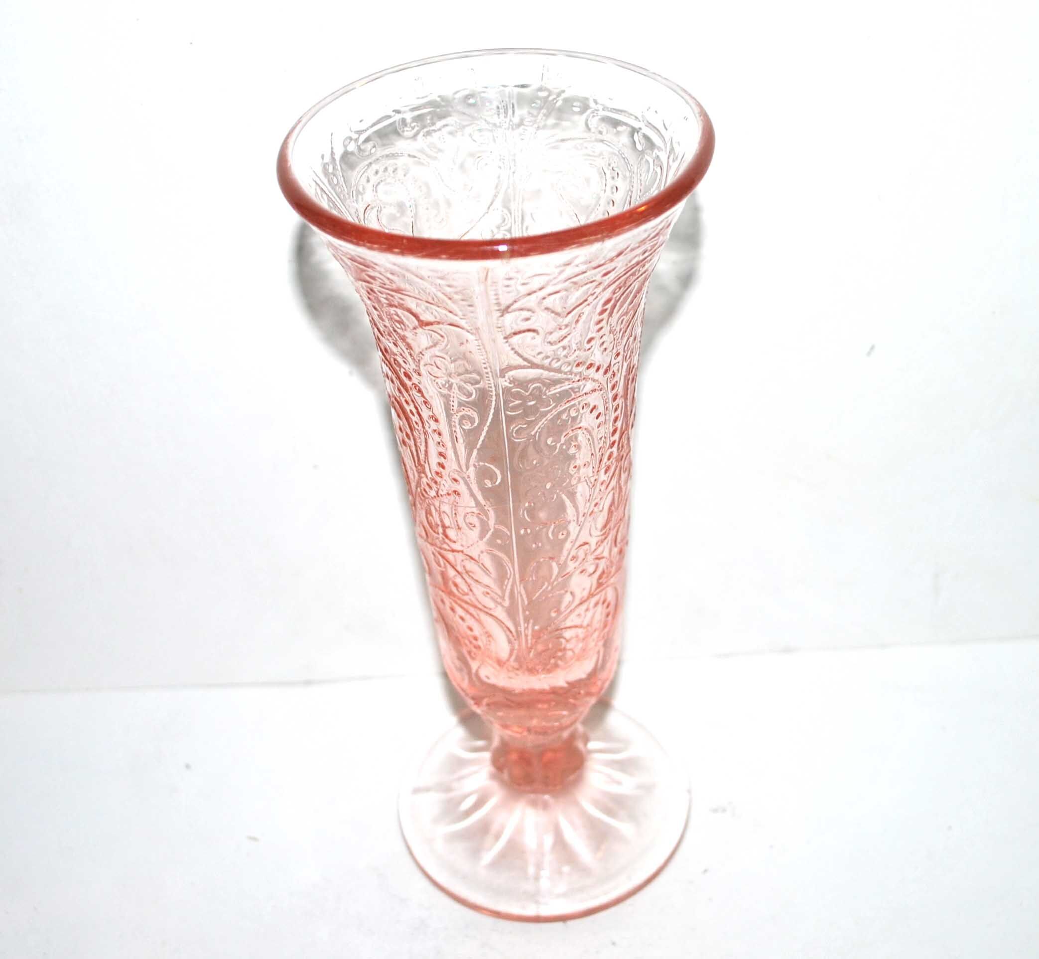 Vintage cornet vase in pink molded glass