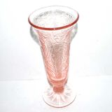 Vintage cornet vase in pink molded glass