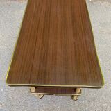 Double-tray rosewood serving trolley on gilded casters, 1970