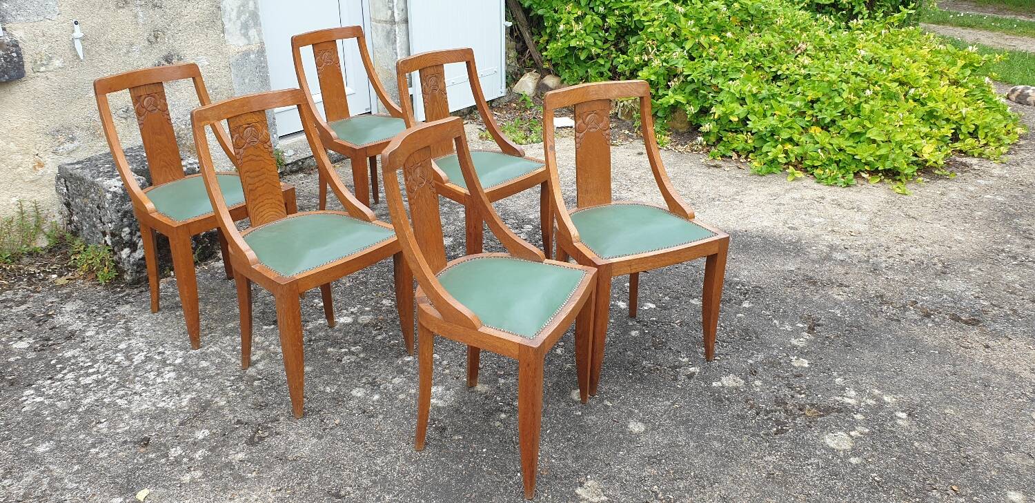 Suite de 6 chaises gondole Art Déco 1930