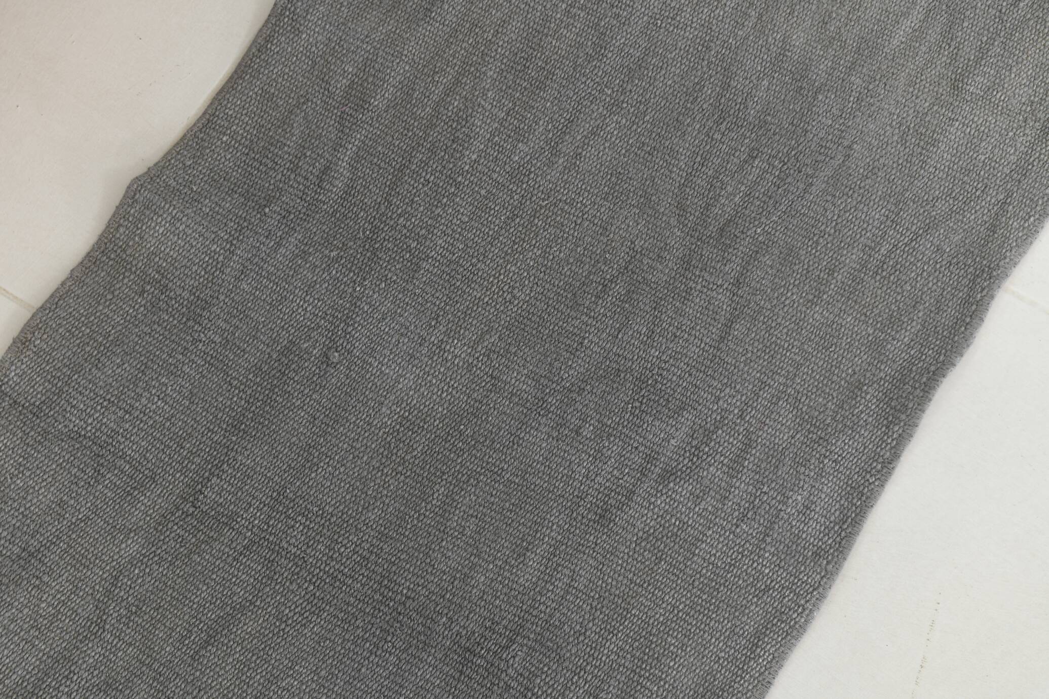 Light Gray Handmade Vintage Kilim Runner Rug, 62x192 Cm