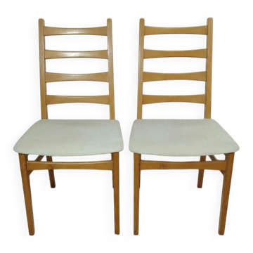 Set of 2 vintage Scandinavian chairs in teak and corduroy, 1960s