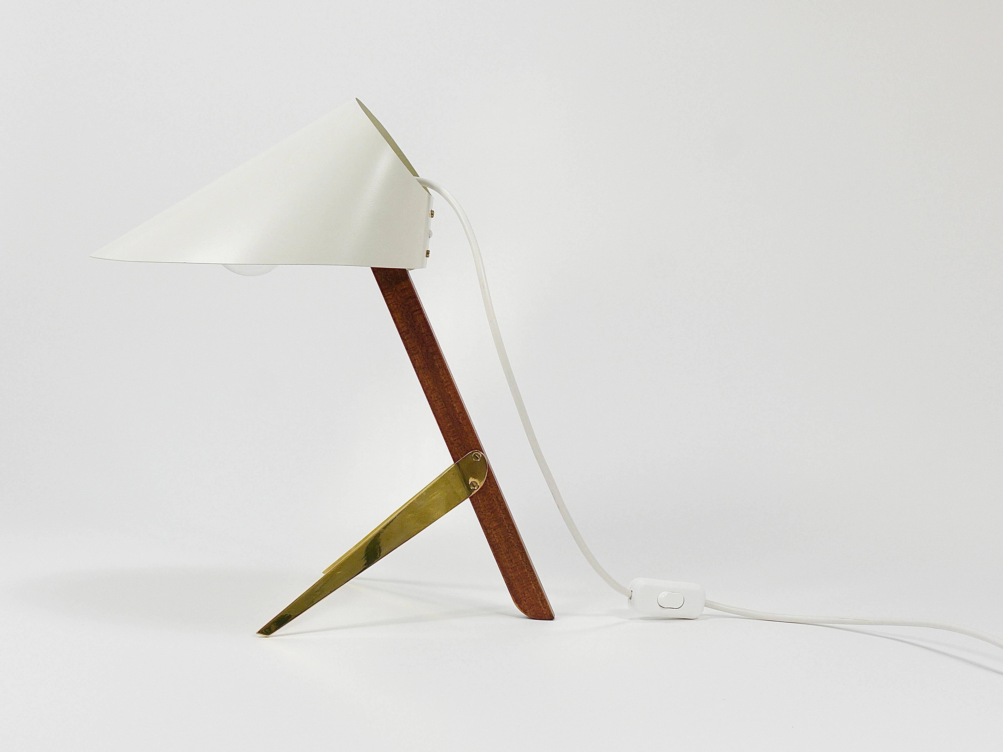 Two white desk lamps "Billy TL" by J.T. Kalmar, Vienna, mid-century style.