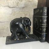 Wooden elephant bookends blackened around 1930