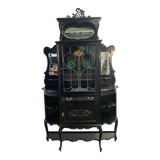 Blackened wooden display case, late 19th, early 20th century