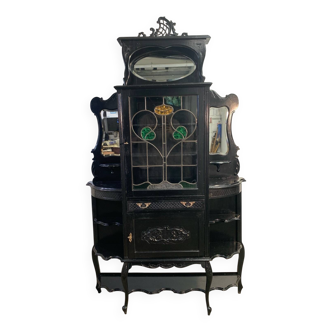Blackened wooden display case, late 19th, early 20th century
