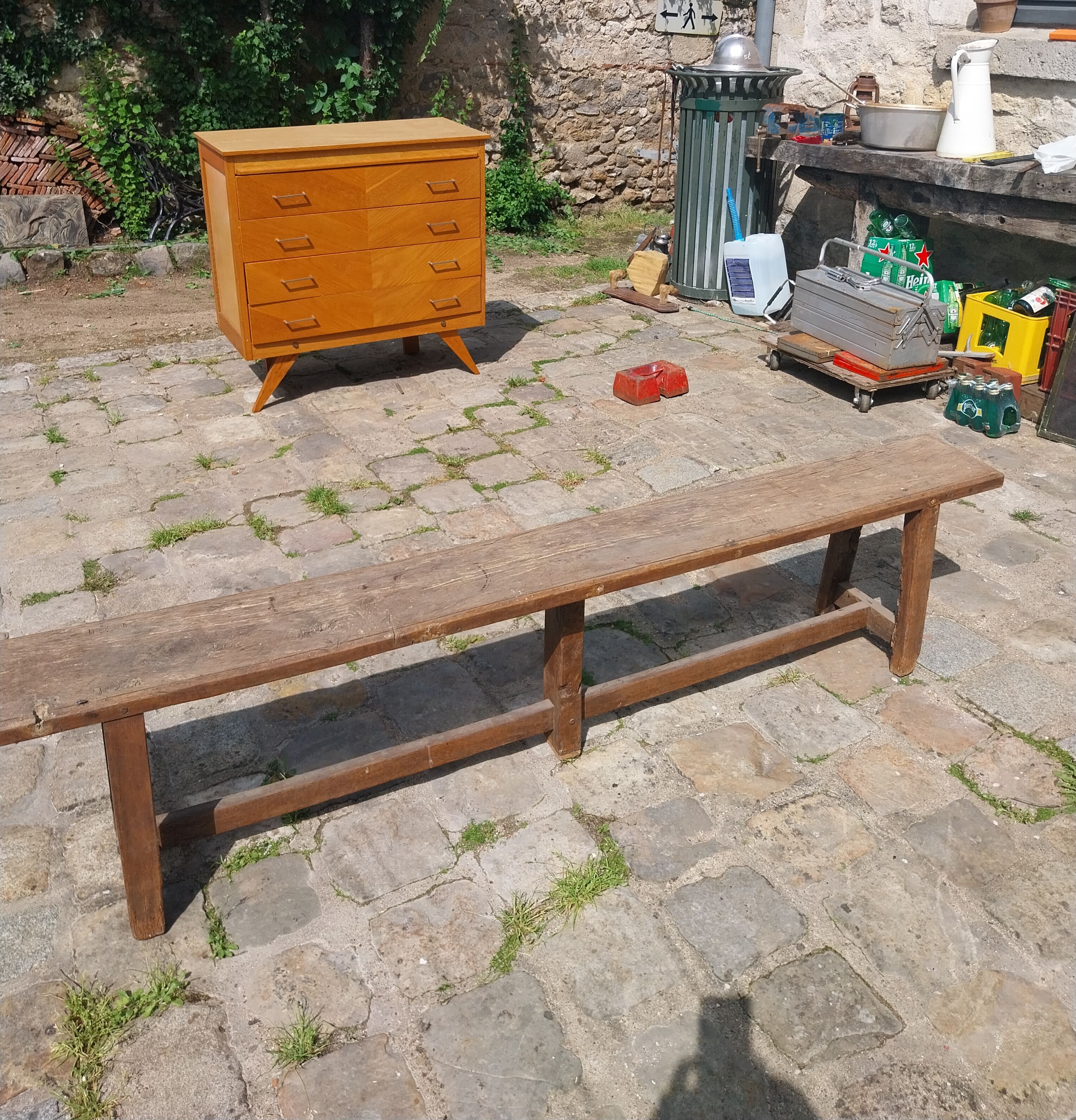 Rustic wooden bench