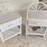 Pair of Vintage Rattan Bedside Tables