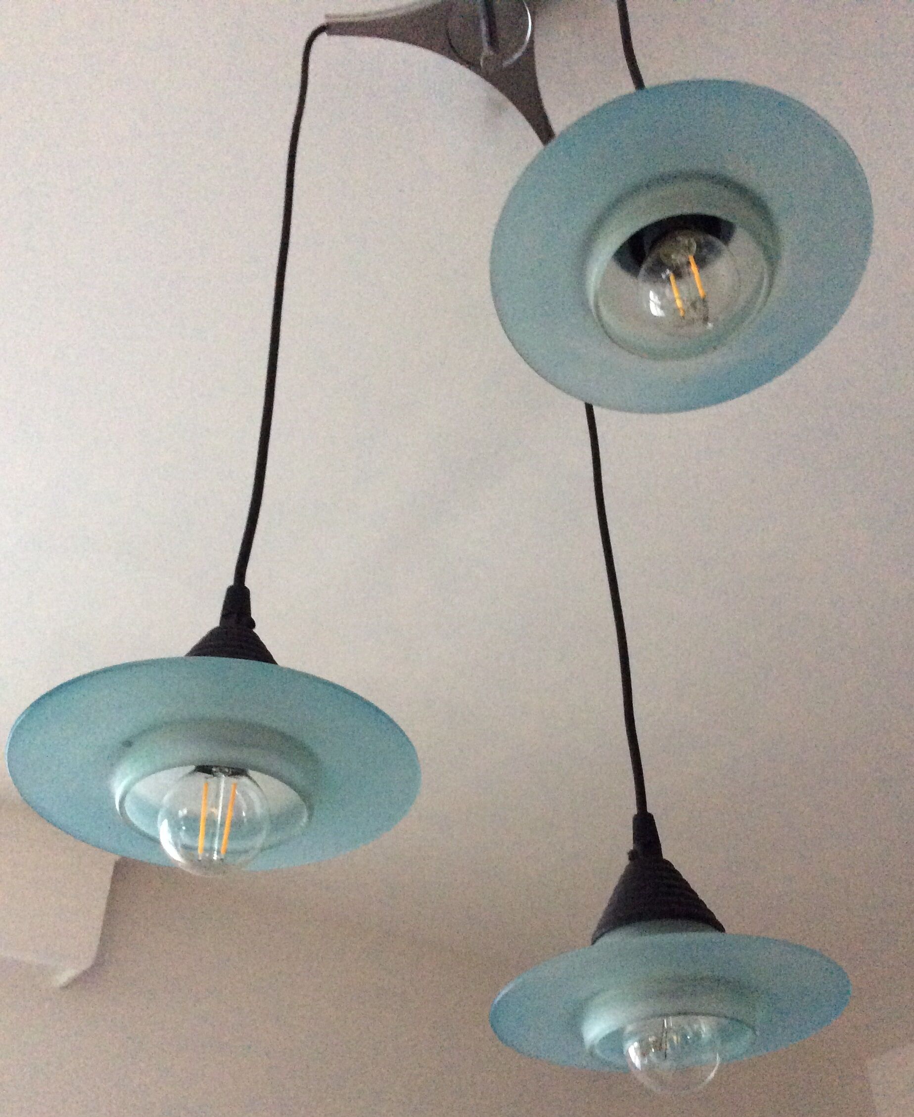 Waterfall chandelier 3 saucers in glass paste 70s-80s