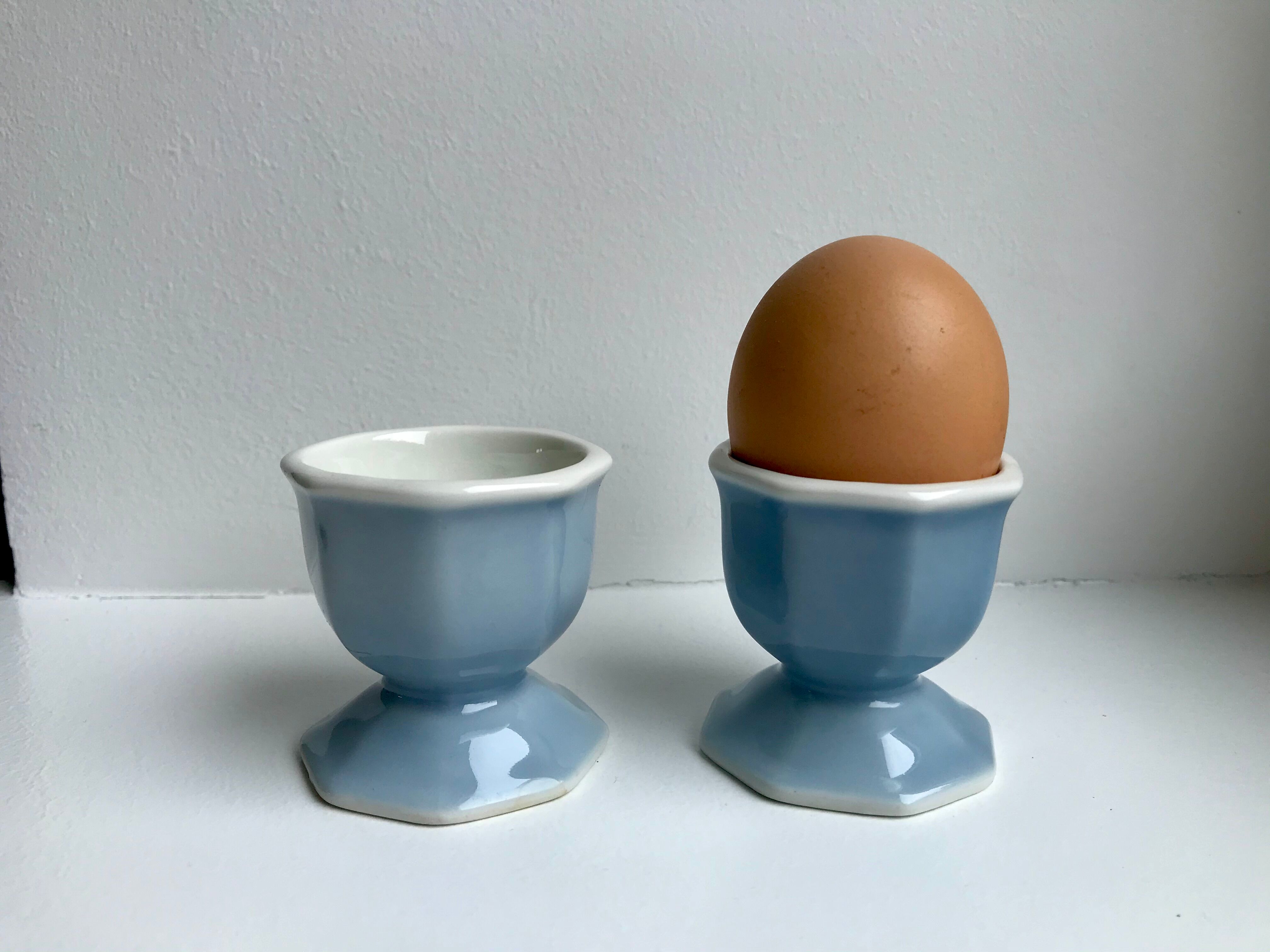 Duo of coquetiers limoges sky blue 50s