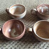 Series of 4 stoneware coffee cups