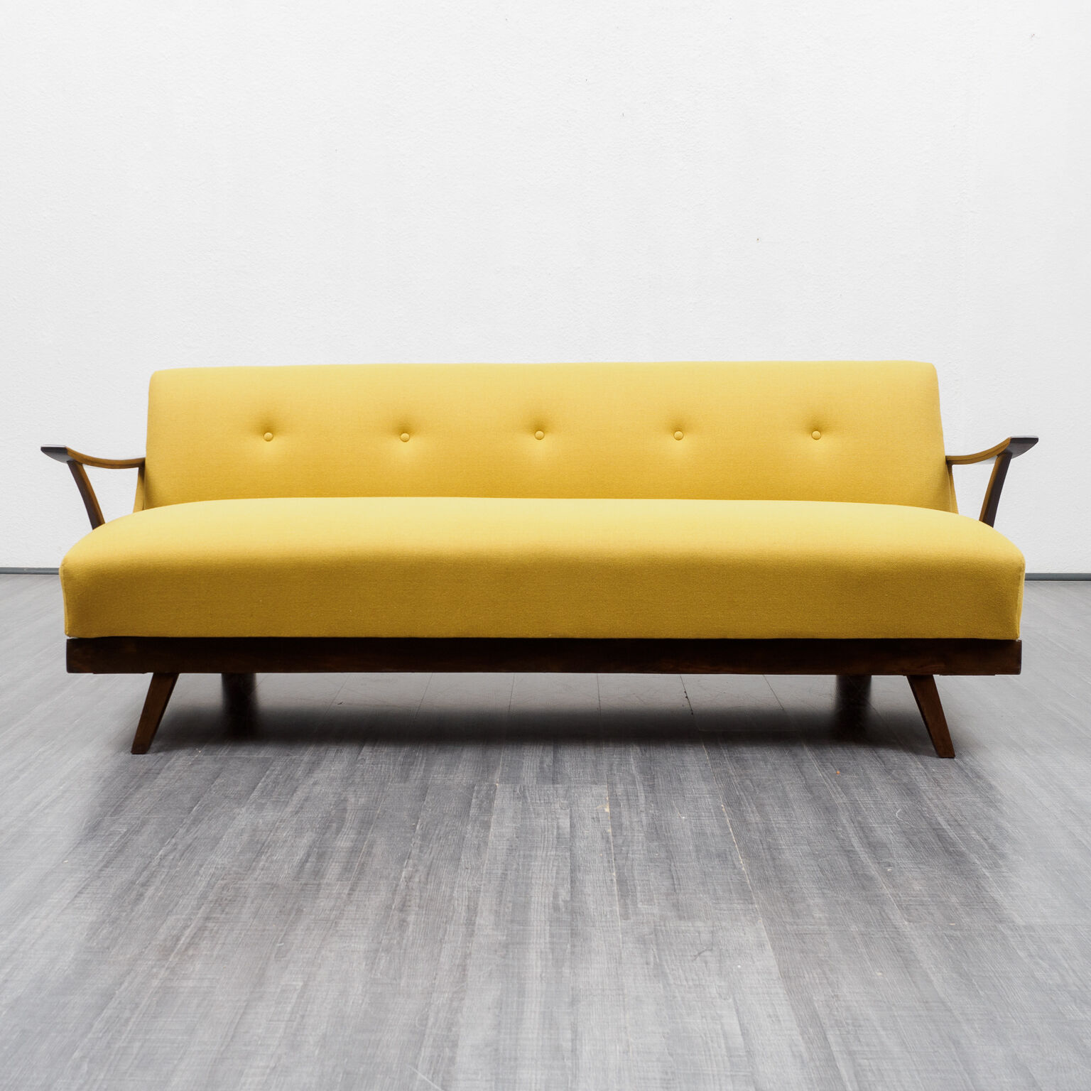 50s convertible sofa, refurbished, yellow