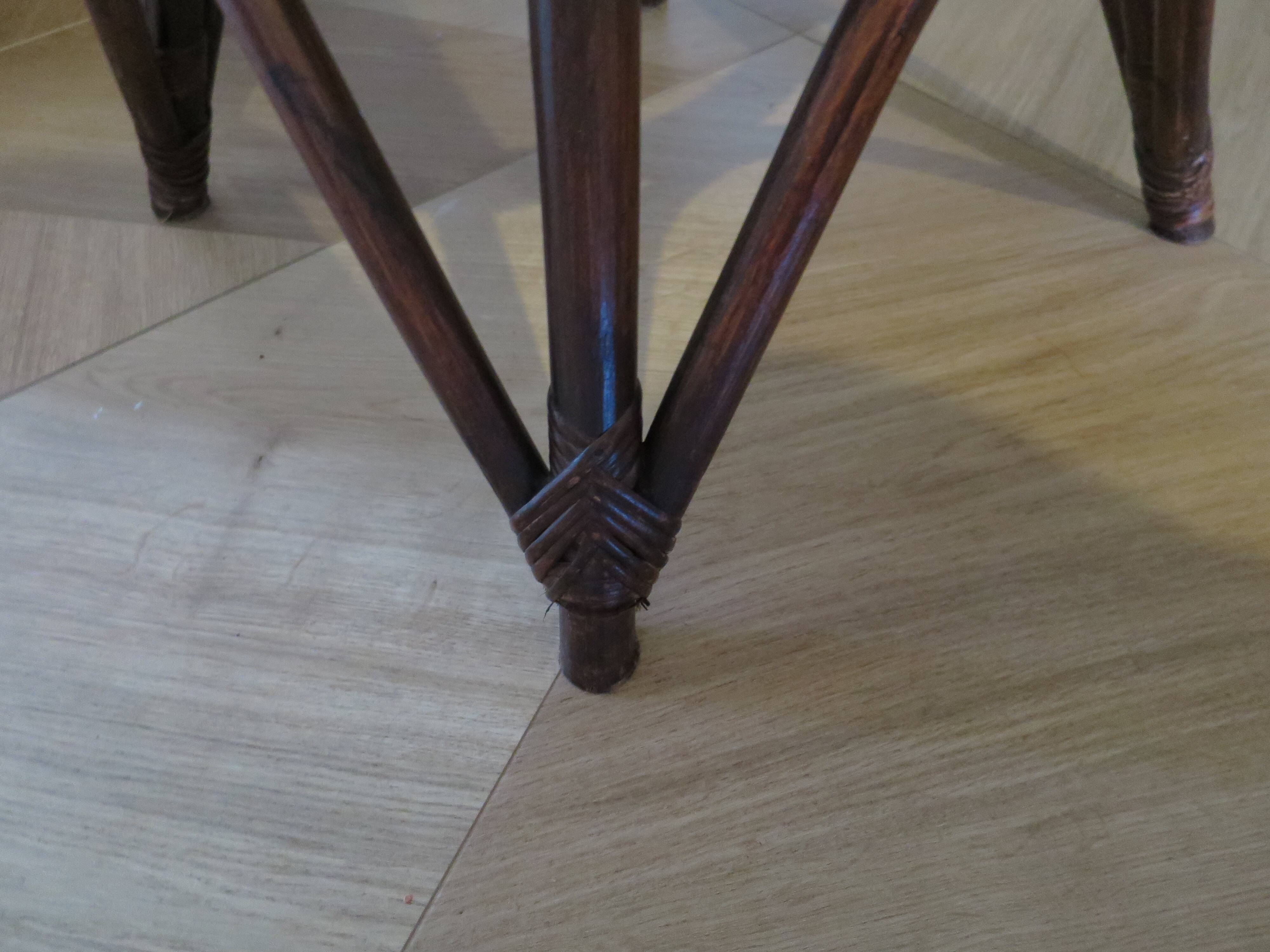 Set of 2 swivel bar stools / chairs - wood - cane - rattan - 80s