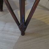 Set of 2 swivel bar stools / chairs - wood - cane - rattan - 80s
