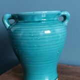 Glazed green-blue ceramic vase