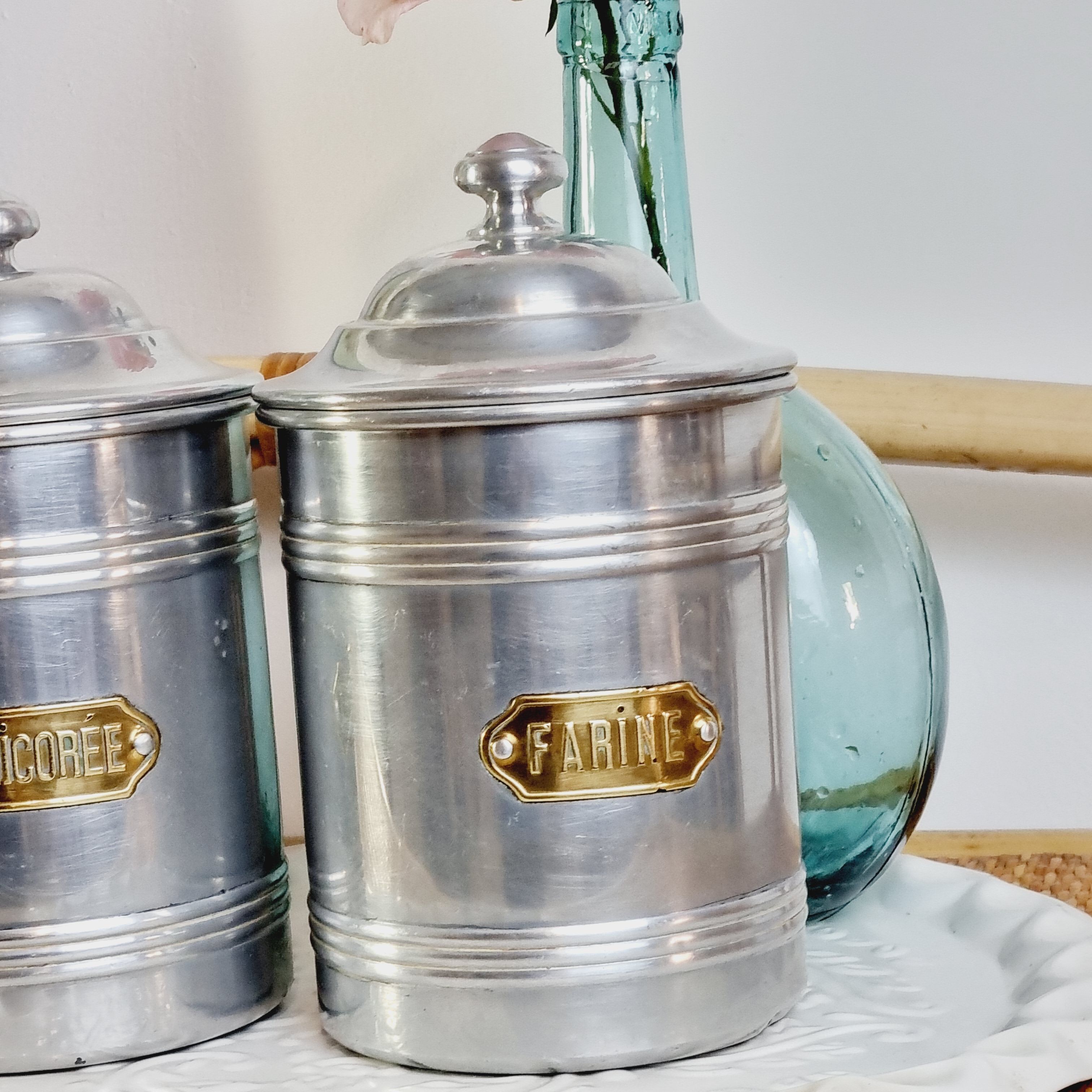 Set of 5 aluminum spice jar Tournus France