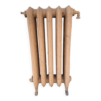 Antique radiator on feet with five flowered blades in cast iron, 20th century