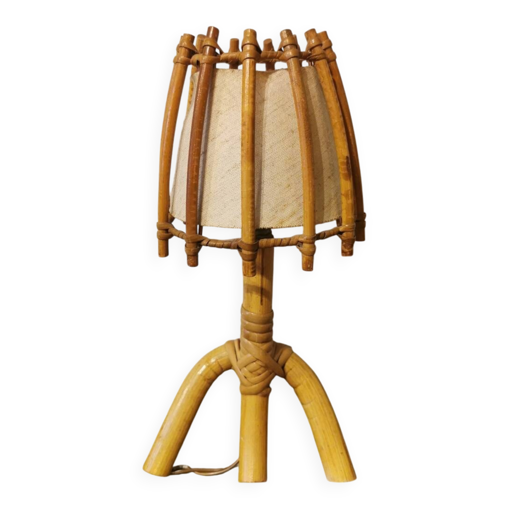 Vintage rattan wall light by Louis Sognot