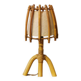 Vintage rattan wall light by Louis Sognot