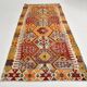 5x10 Red & Orange Geometric Vintage Kilim Rug,142x302Cm