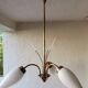 60's opaline and brass chandelier