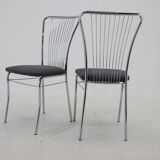 1970s Set of 6 Italian Dining Chairs in Bouclé Fabric