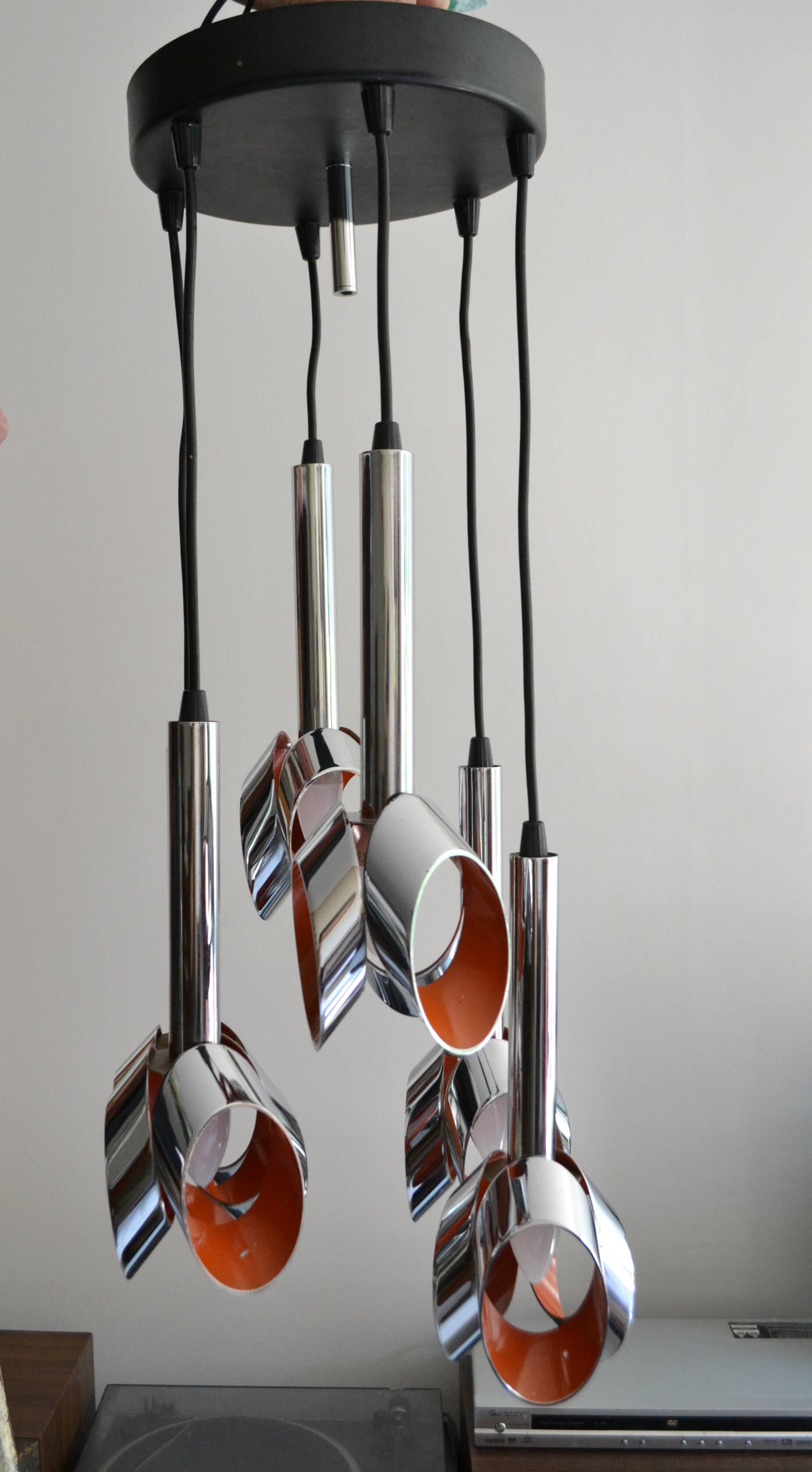 Lustre Raak cascade années 60/70  6 feux