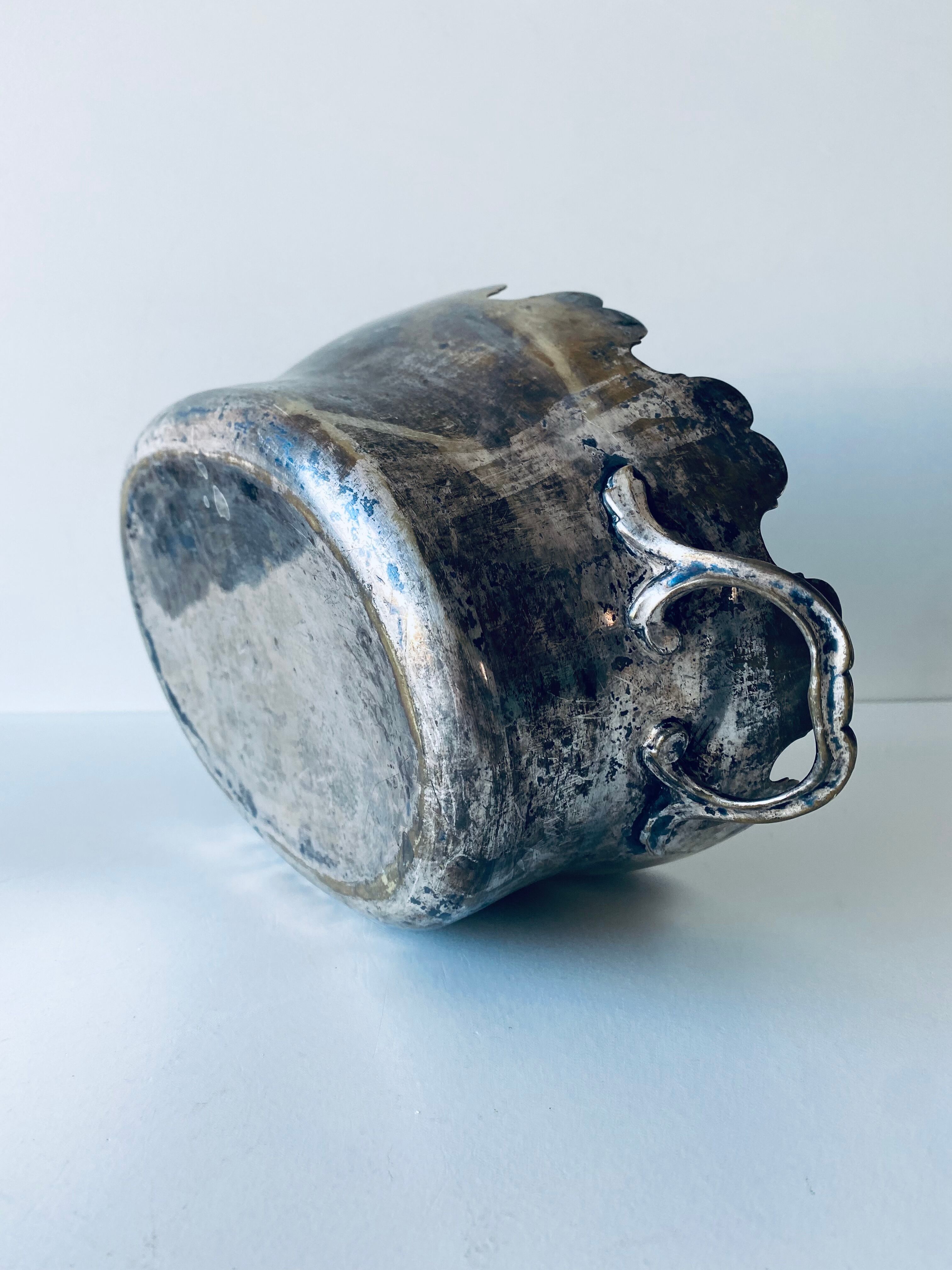 Silver metal flower pot or cover