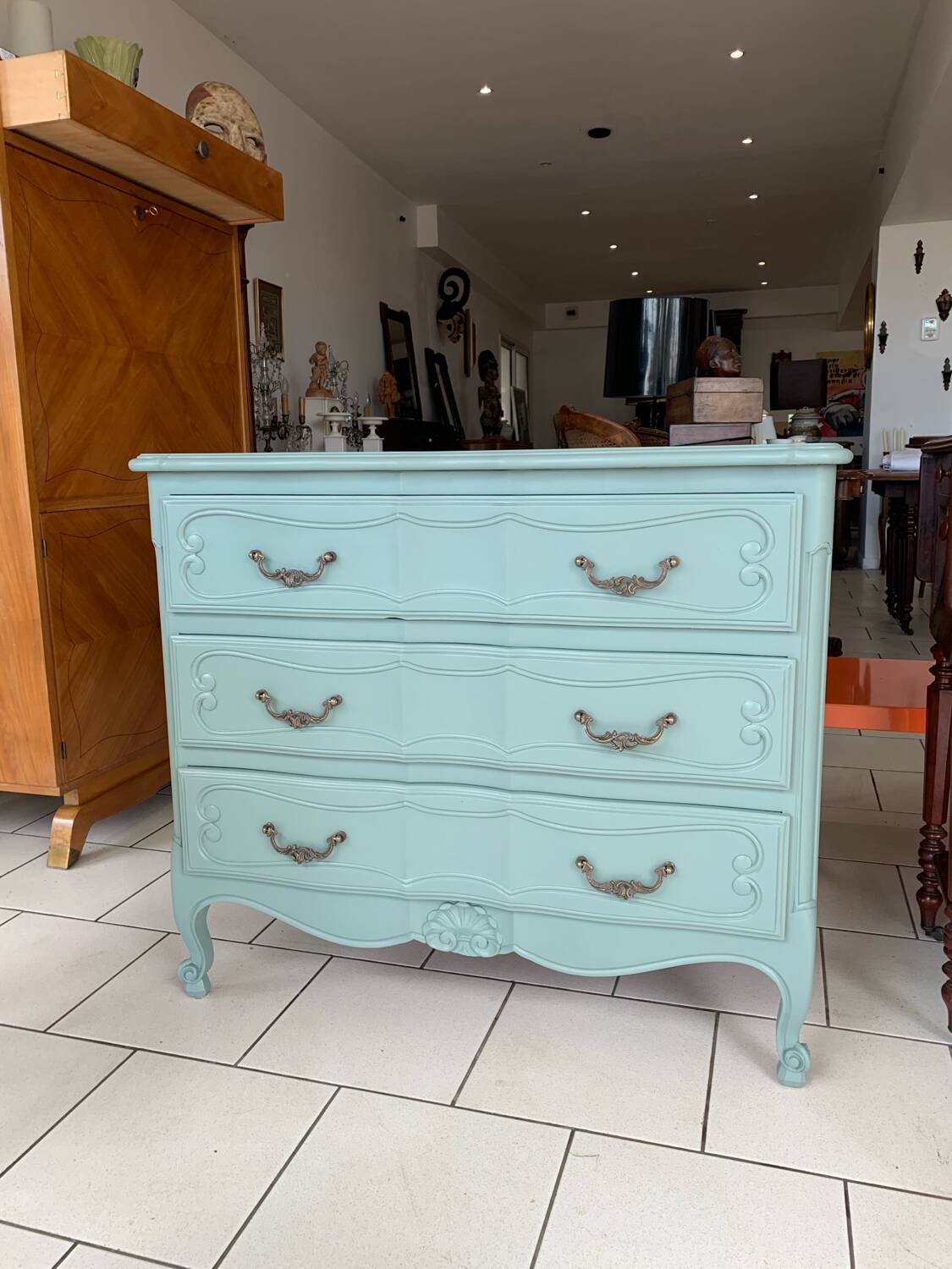 Commode style louis XV Verte