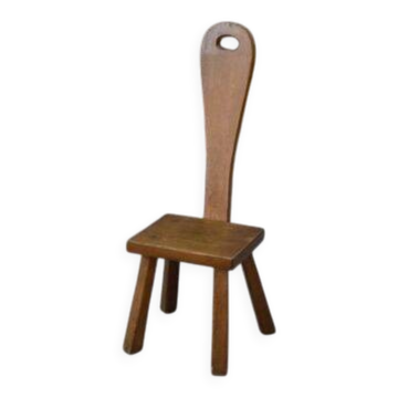 Chaise brutaliste en chêne massif 1950