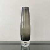 Cylindrical vase in black/grey Murano glass, mid-century design