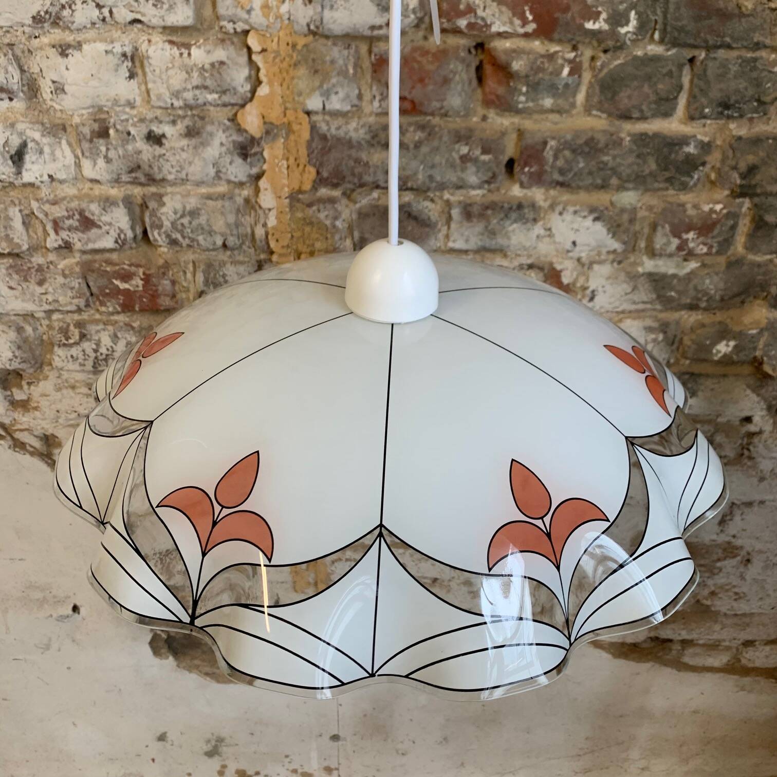 Glass pendant light from the 1980s, Yugoslavia