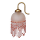 Pink glass wall lamp with garland of pearls
