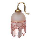 Pink glass wall lamp with garland of pearls