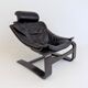 Nelo Kroken leather chair with ottoman by Ake Fribytter
