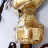 Wrought iron and glass wall light in the style of Maison Baguès
