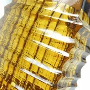 Optical vase, mid-century modern, yellow glass, designed by J. Drost, Ząbkowice, Poland, 1970s